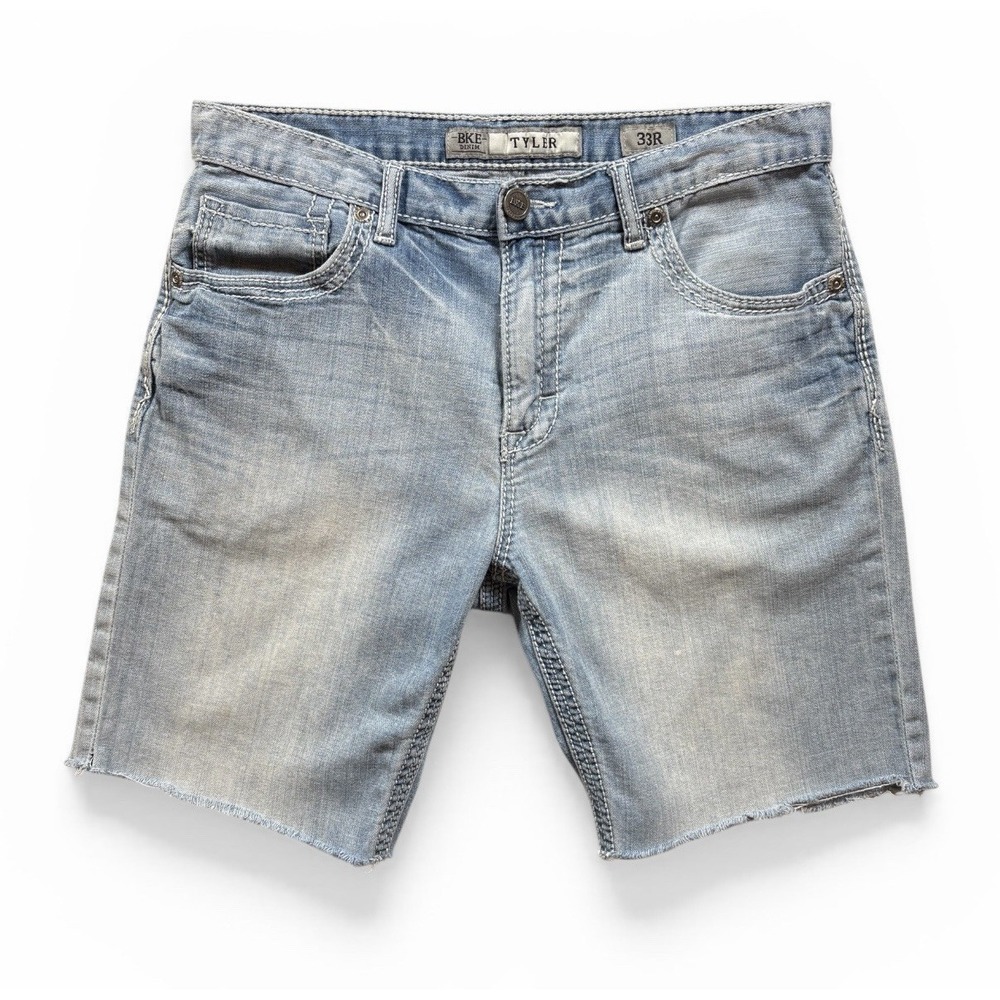 BKE Men's Tyler Denim Jean Shorts Size 33R Distressed Jorts Cut-Offs -1603